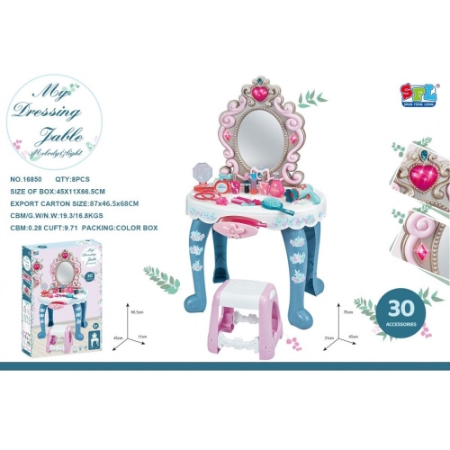 Toaletka z lustrem i taboretem